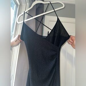 Charcoal Gray V-Neck Sleeveless Slip Dress